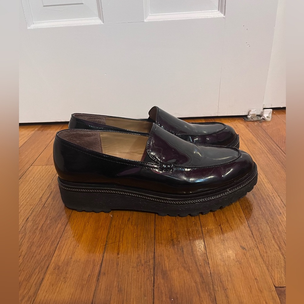 Franco Sarto Shiny Slip On Platform Oxford Loafer